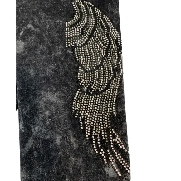 PARIS ANGEL Leggings Rhinestone Angel Wings Black Mineral Wash Medium EUC - Picture 6 of 15
